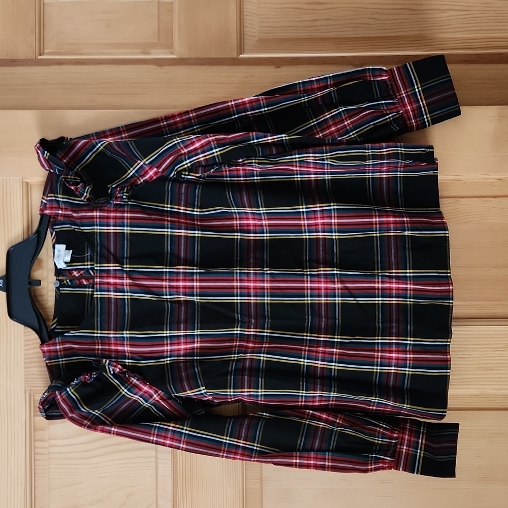 J Crew Stewart Tartan Ruffle Sleeve Shirt Size XS